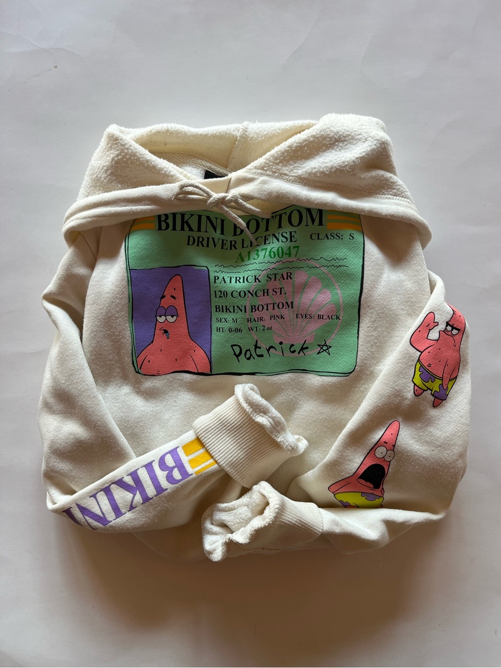 Nickelodeon Patrick Star Cream Hoodie Sweatshirt, Size Medium
